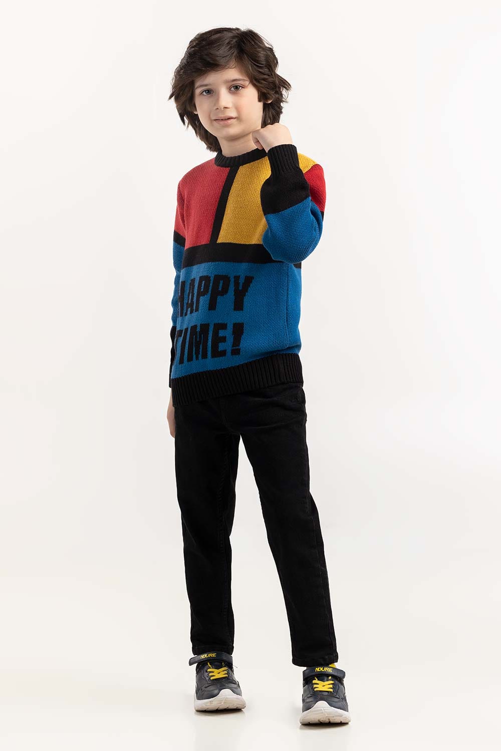 Toddler Boy Blue Red Knit Sweater Color Block 224-511-020