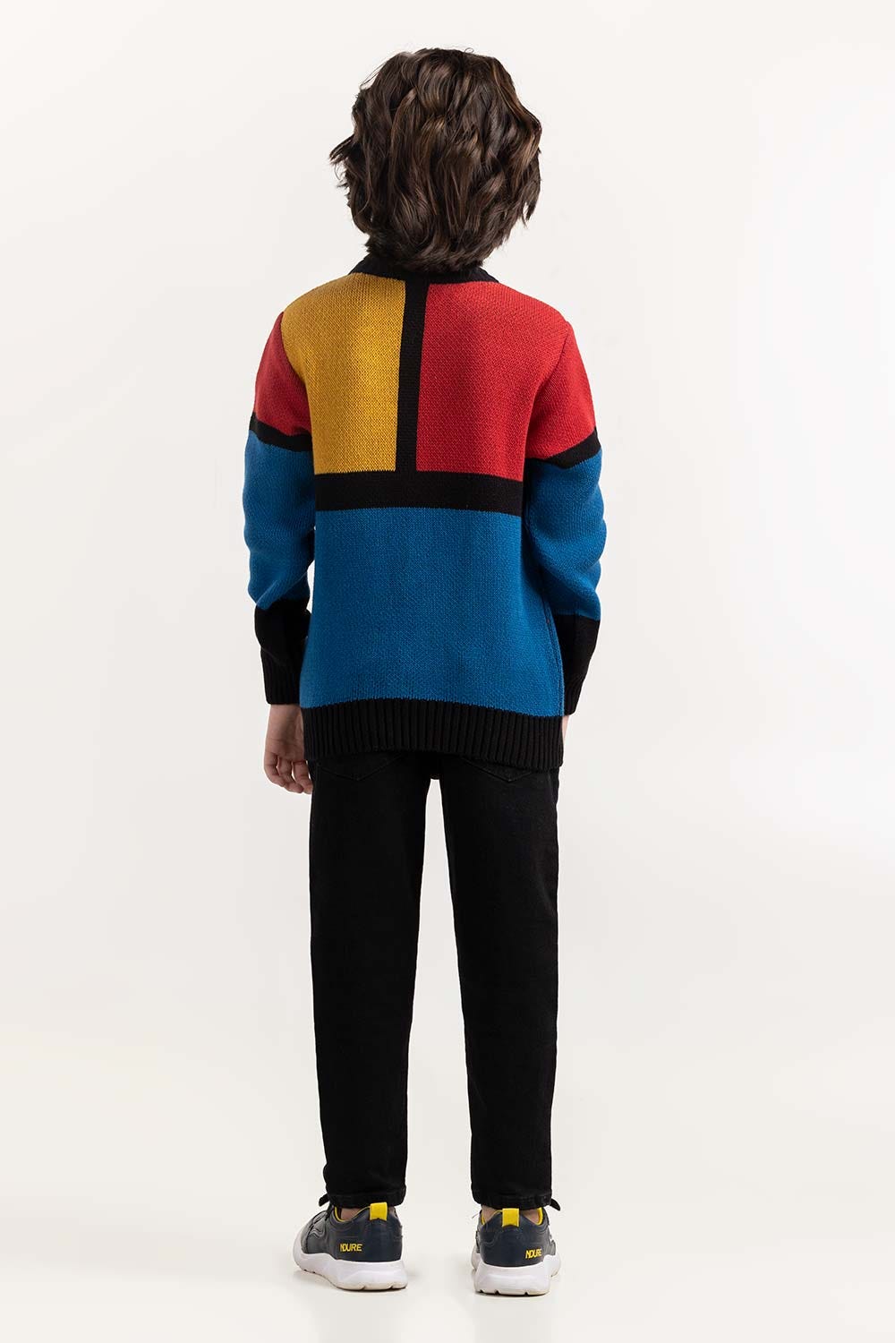 Toddler Boy Blue Red Knit Sweater Color Block 224-511-020