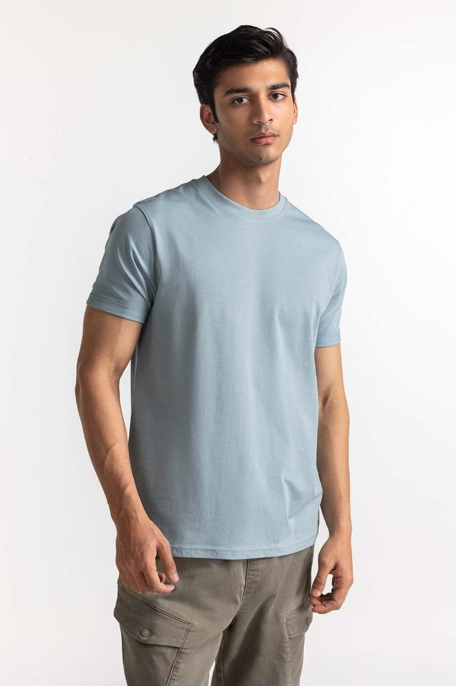 Blue Roled Up Sleeve Tee TS-CNSJ24-086
