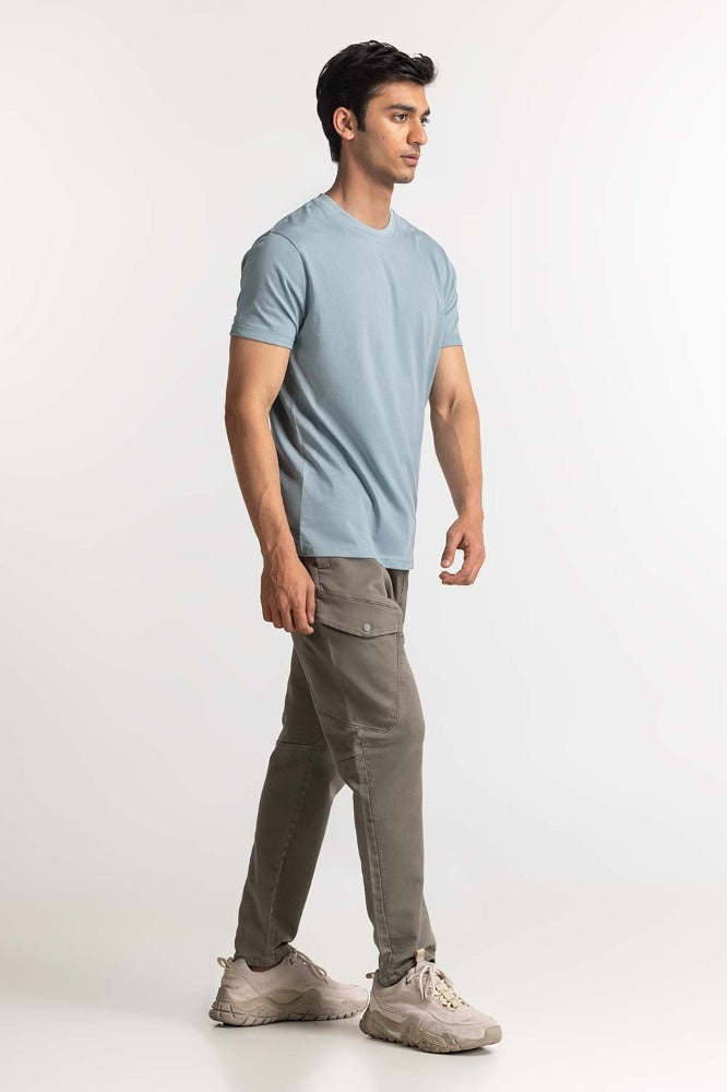 Blue Roled Up Sleeve Tee TS-CNSJ24-086
