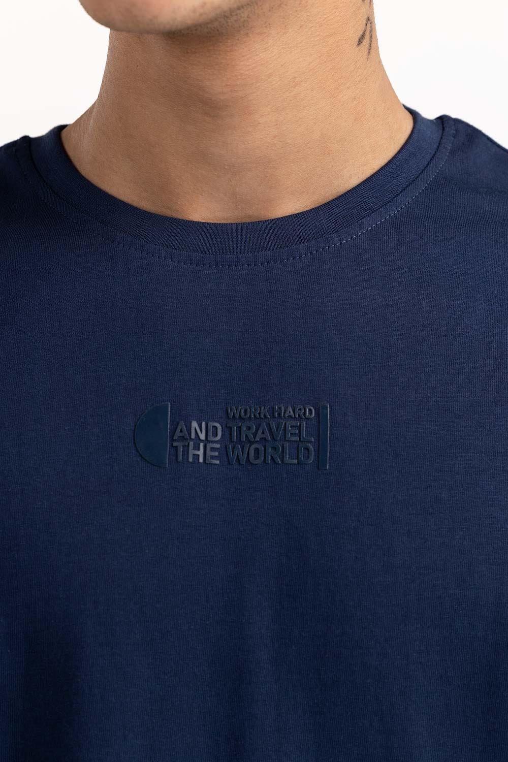 Blue Rubber Print T-Shirt 224-113-013