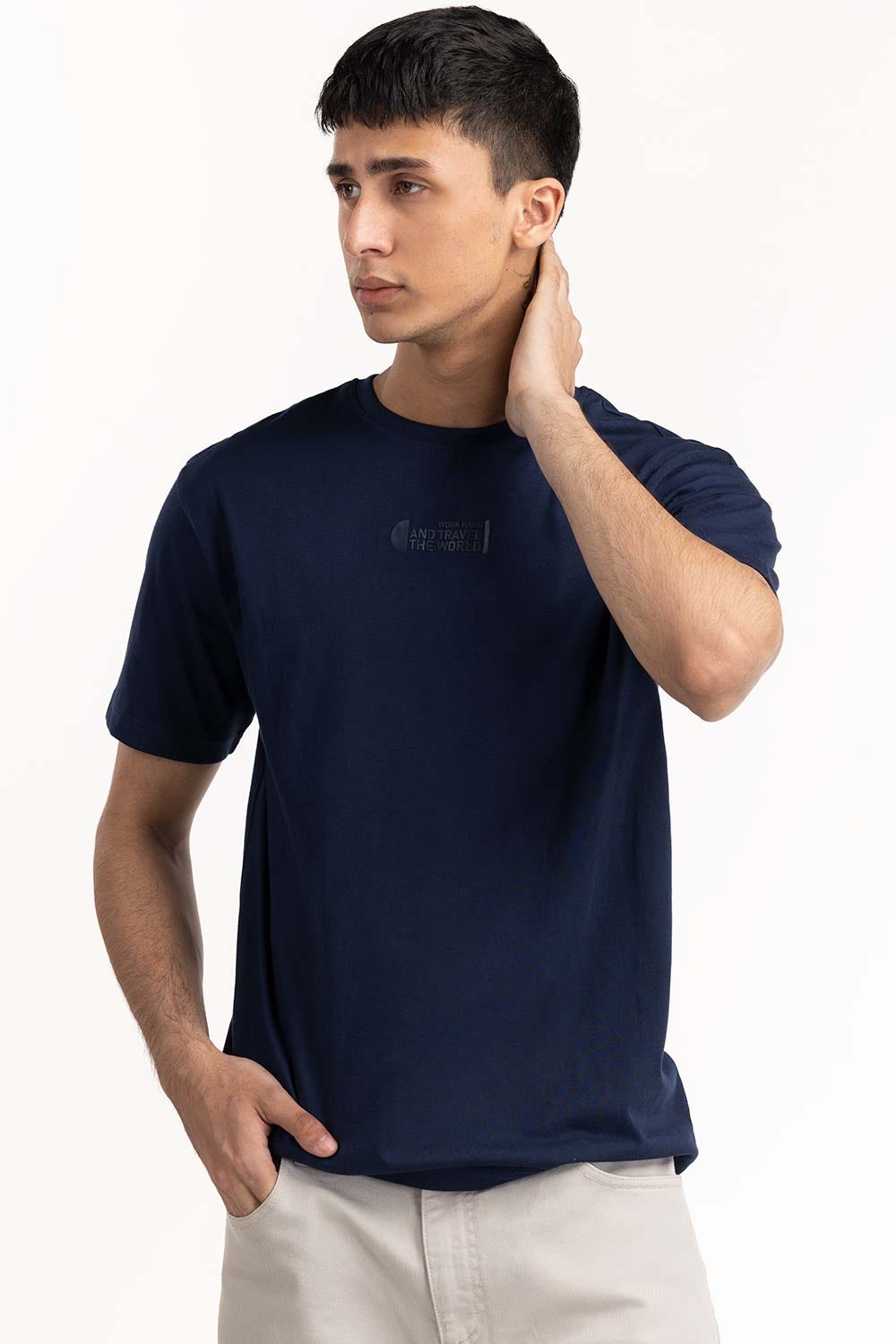 Blue Rubber Print T-Shirt 224-113-013