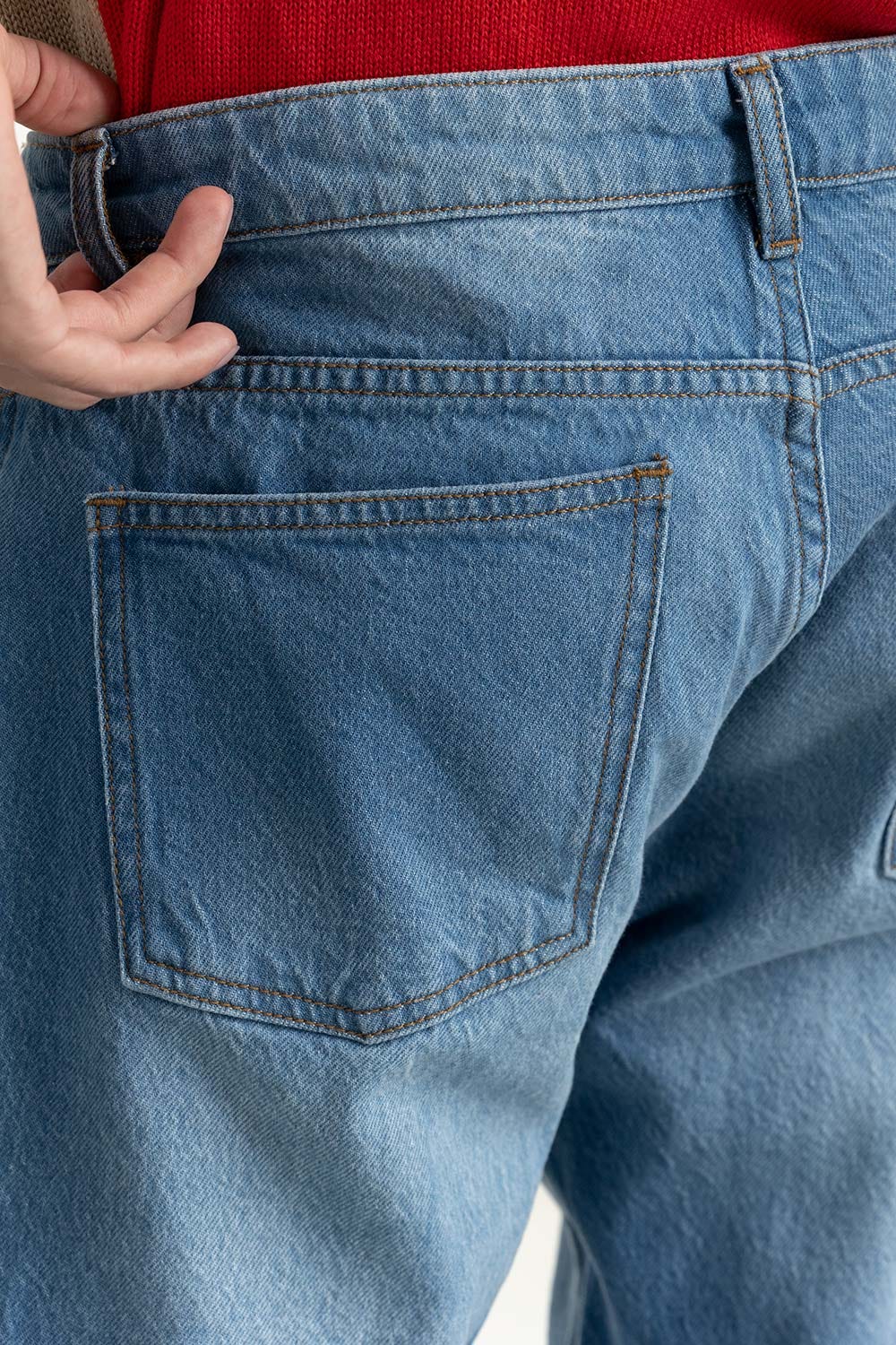 Blue Slim Fit Jeans With Whiskers Detail 224-121-006