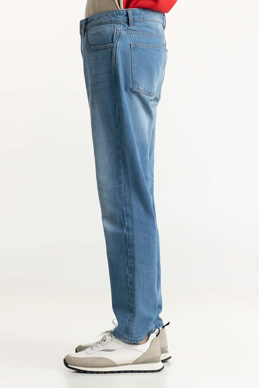 Blue Slim Fit Jeans With Whiskers Detail 224-121-006