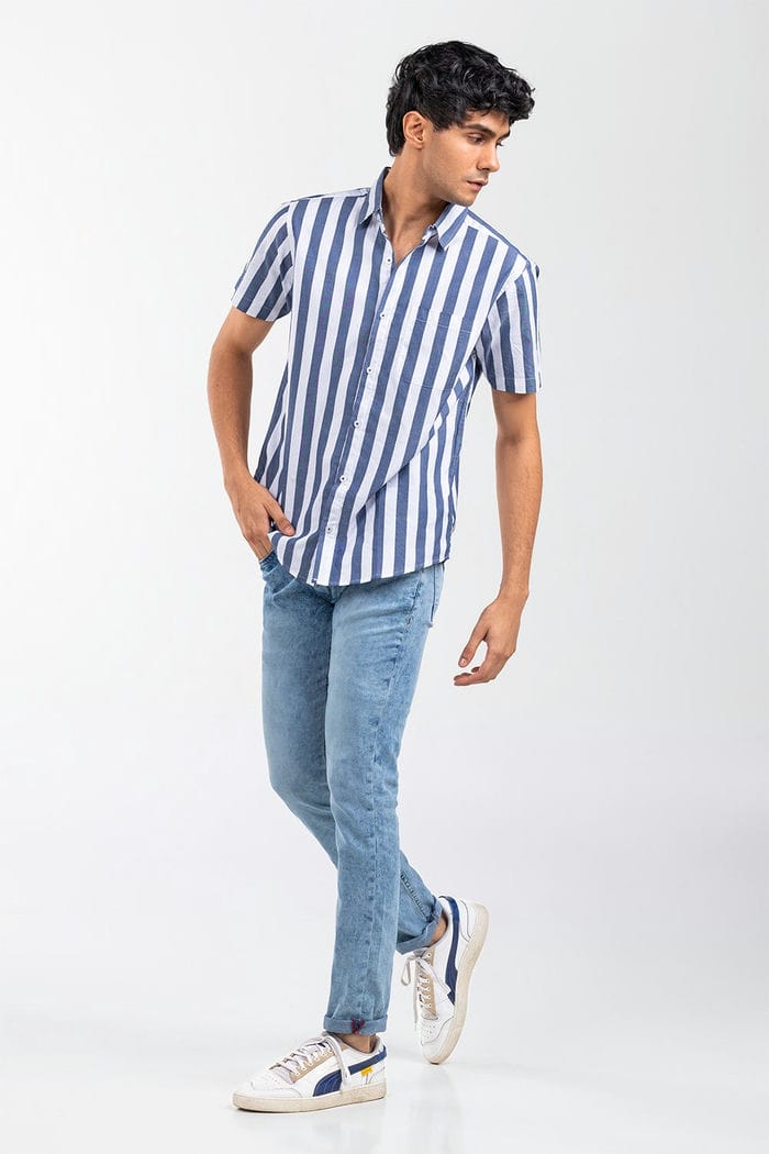 Blue Striped Casual Shirt CM-YD-2874 CS HS