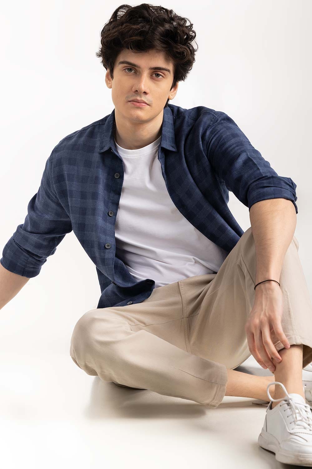 Blue Textured Button Down Shirt 224-117-017