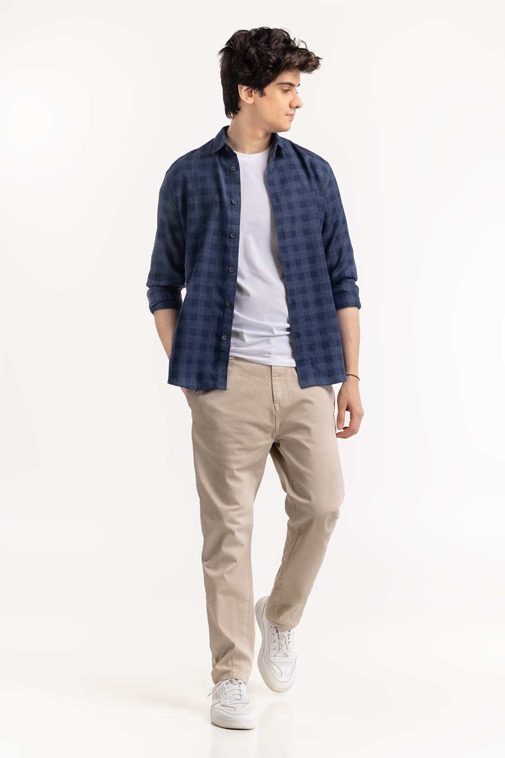 Blue Textured Button Down Shirt 224-117-017