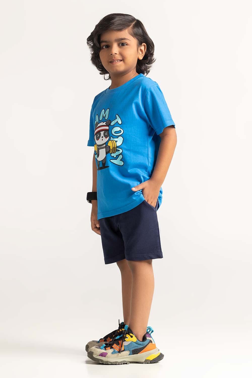 Blue Toddler Boy Knit Printed Tee TB-TS-SS24-026
