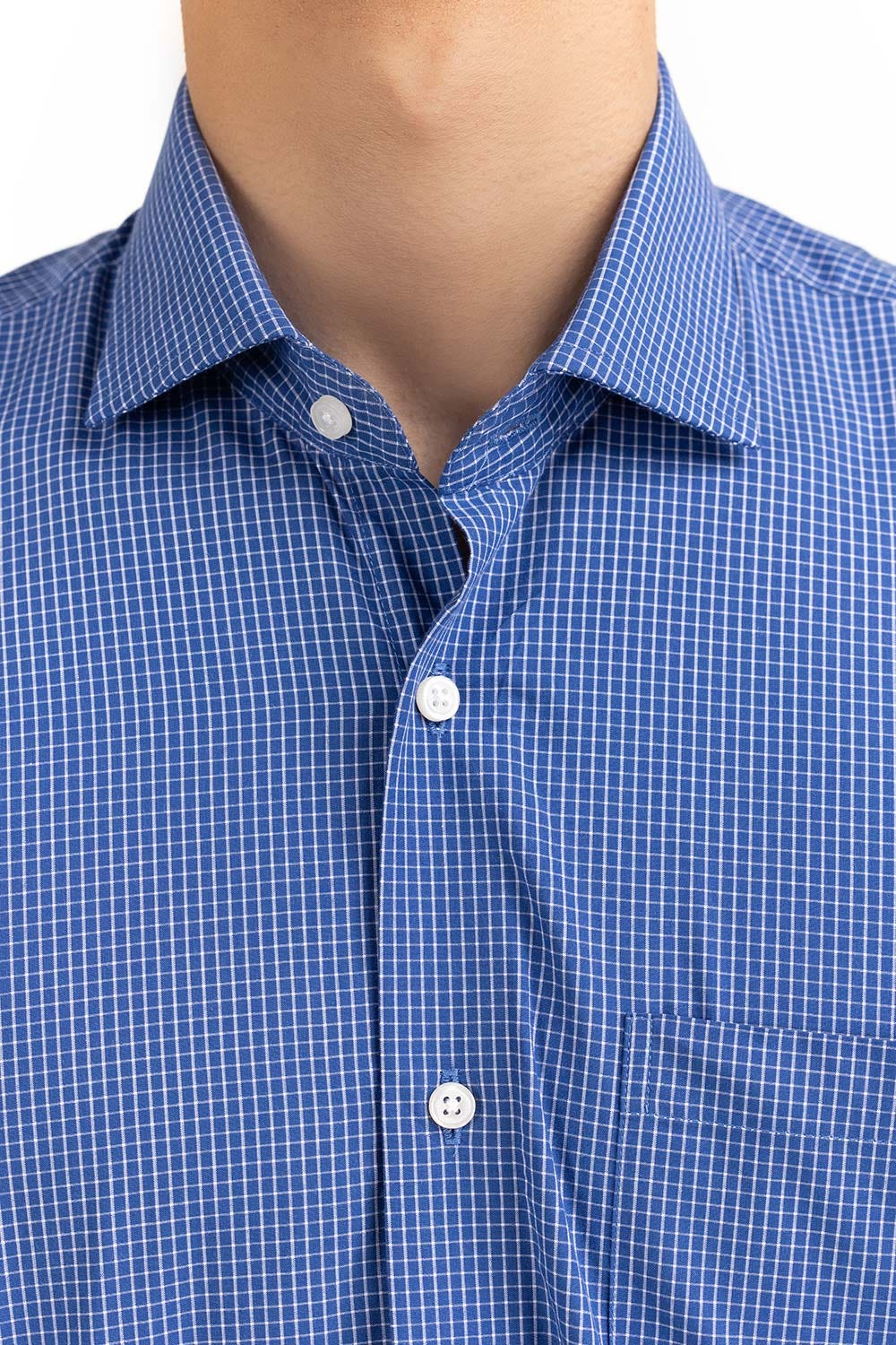 Blue White Checkered Yarn Dyed Dress Shirt FS-YD23-006