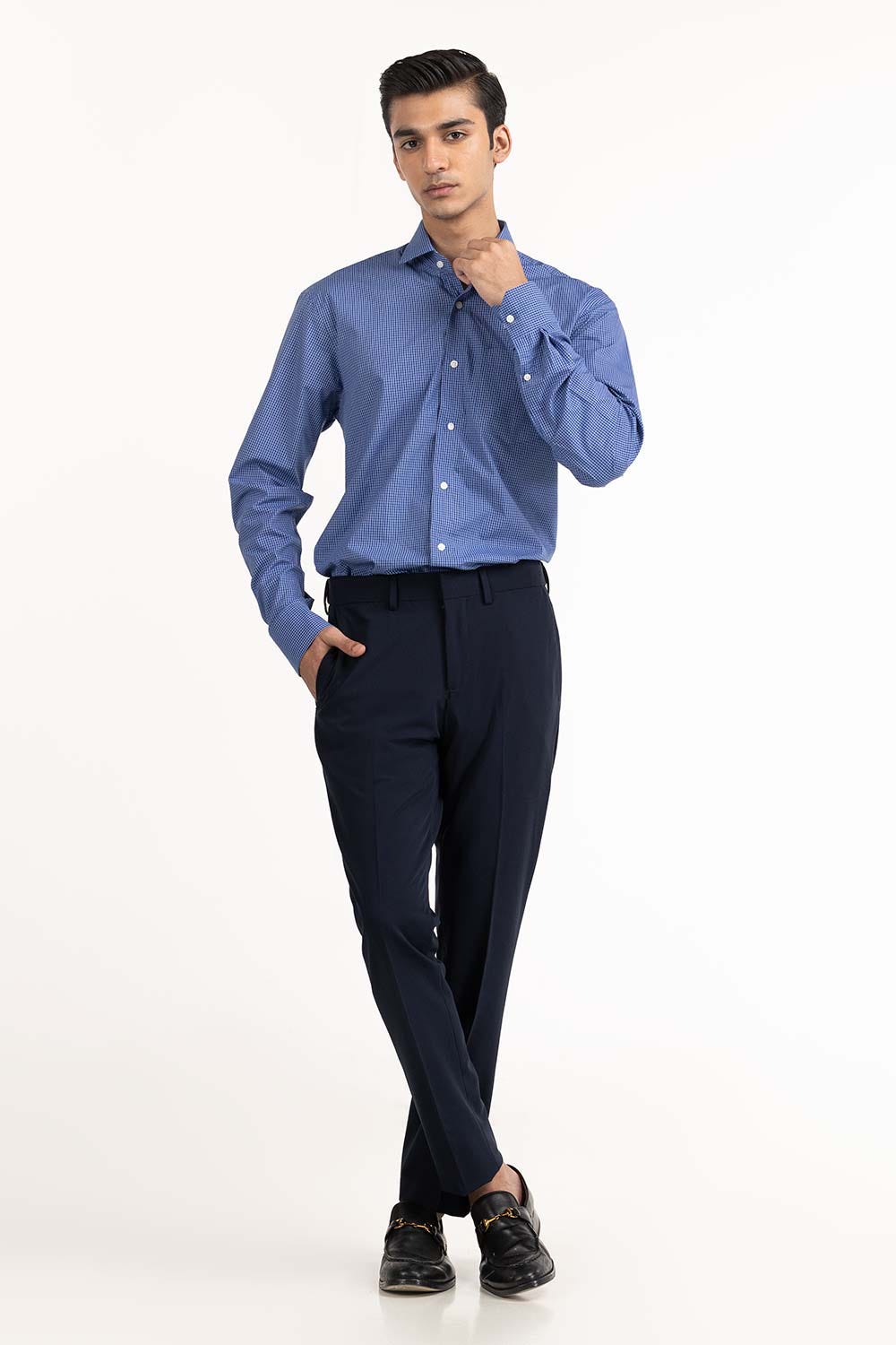 Blue White Checkered Yarn Dyed Dress Shirt FS-YD23-006