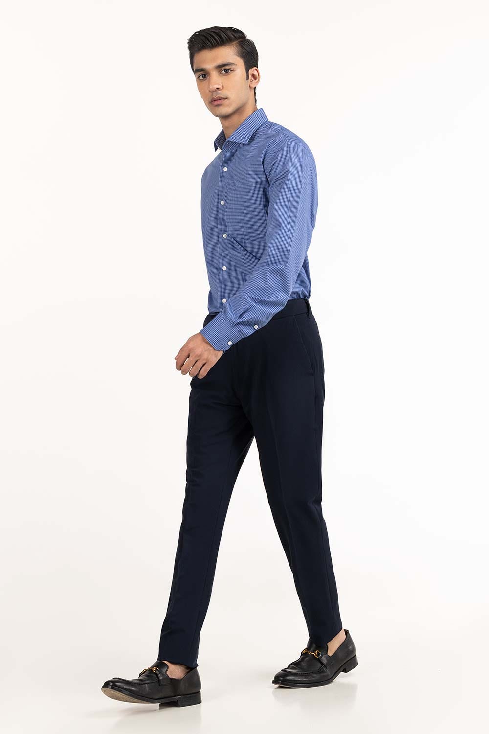 Blue White Checkered Yarn Dyed Dress Shirt FS-YD23-006