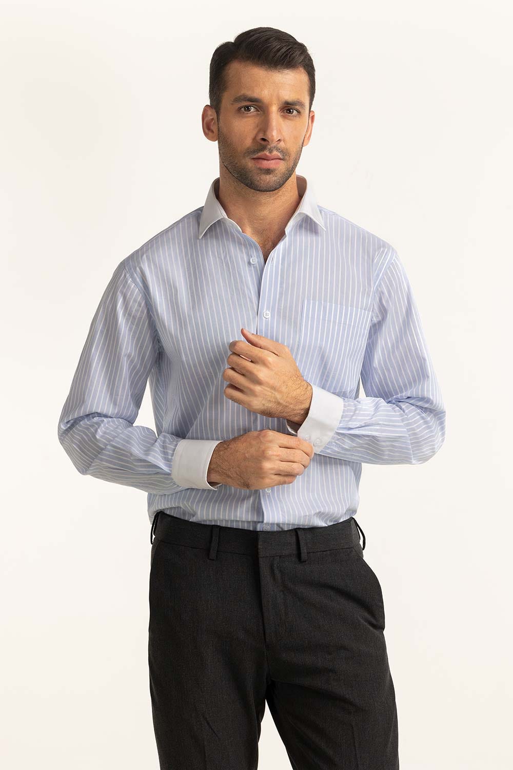 Blue White Stripe Formal Shirt MN-FS-YD24-087