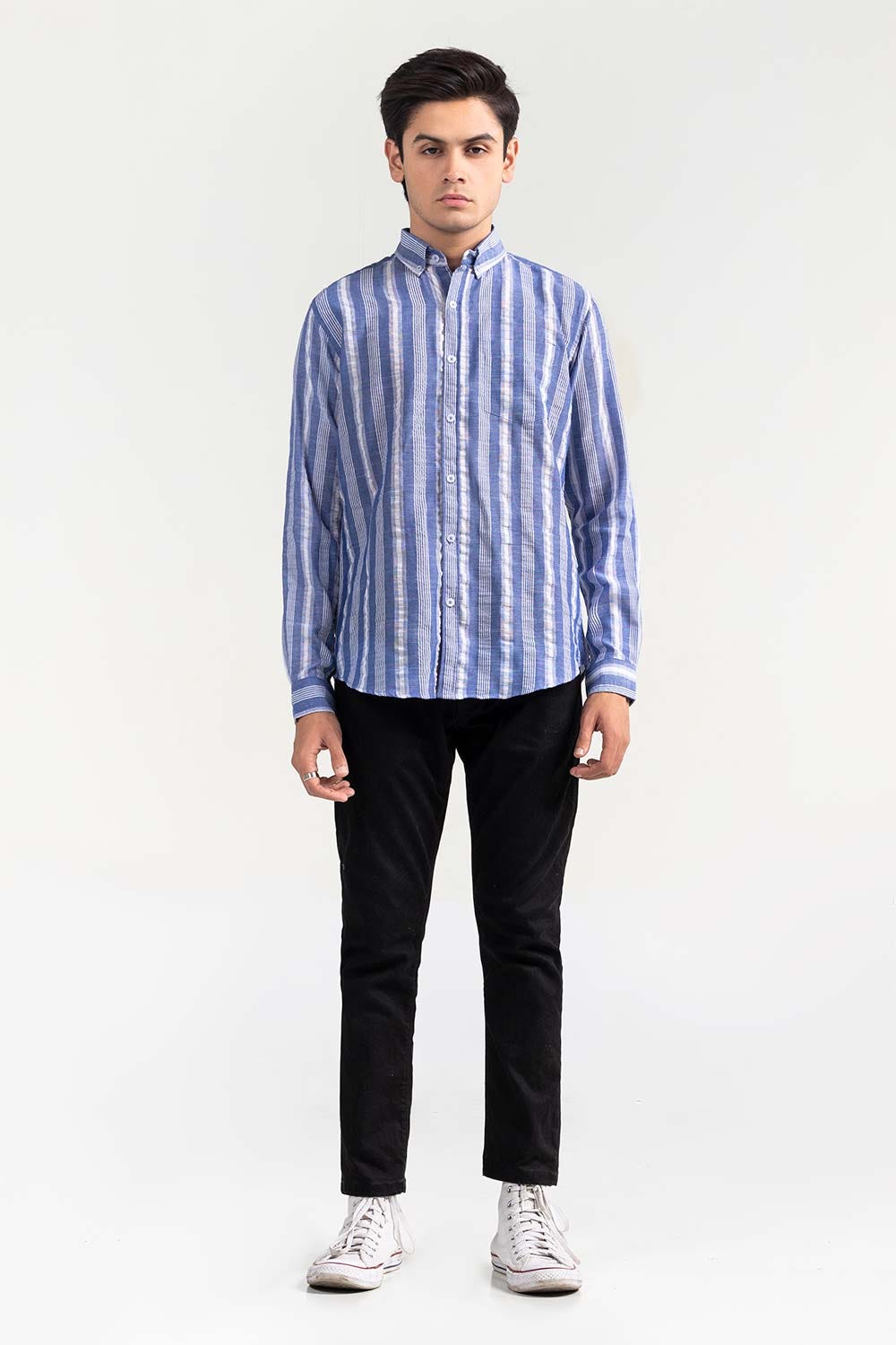 Blue White Striped Casual Shirt CM-YD-2964 CS