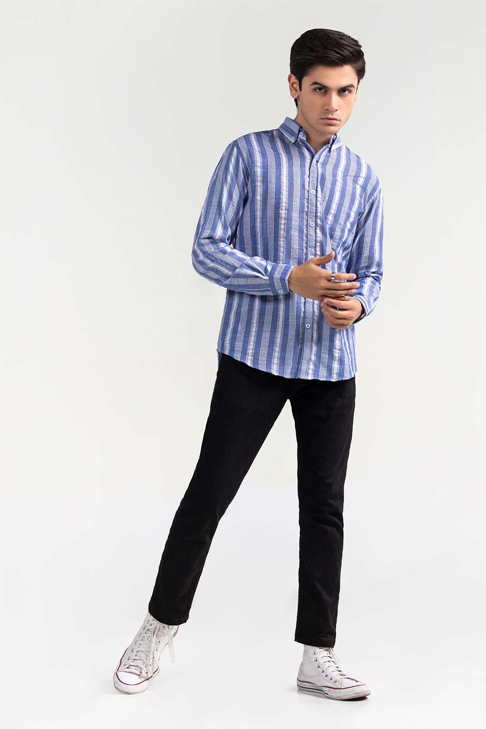 Blue White Striped Casual Shirt CM-YD-2964 CS