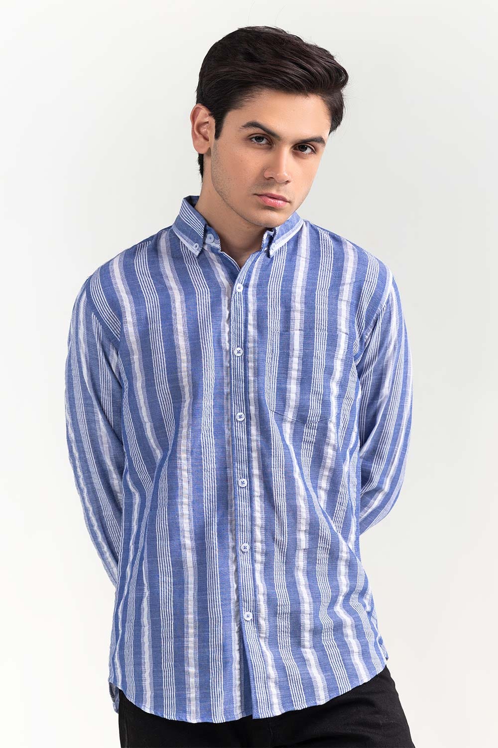 Blue White Striped Casual Shirt CM-YD-2964 CS