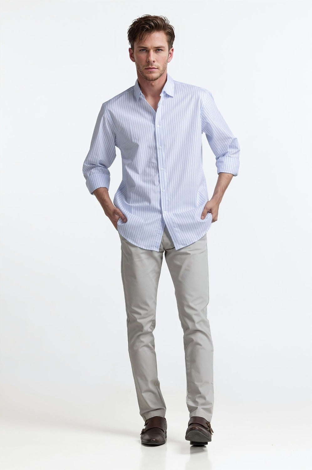 Blue White Striped Casual Shirt MN-CS-SS24-128