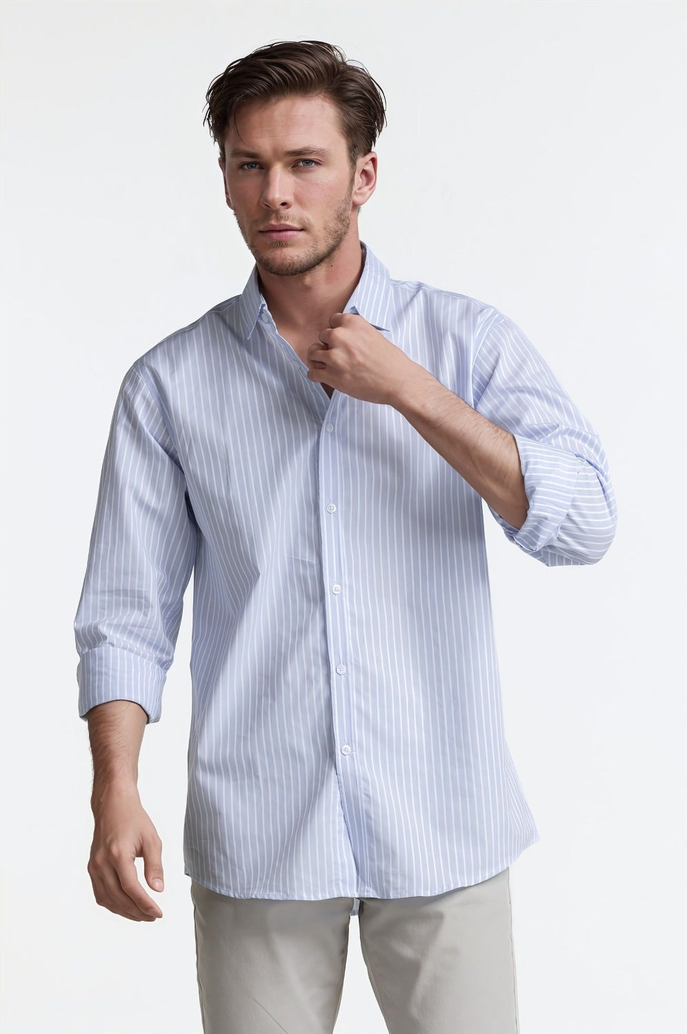 Blue White Striped Casual Shirt MN-CS-SS24-128