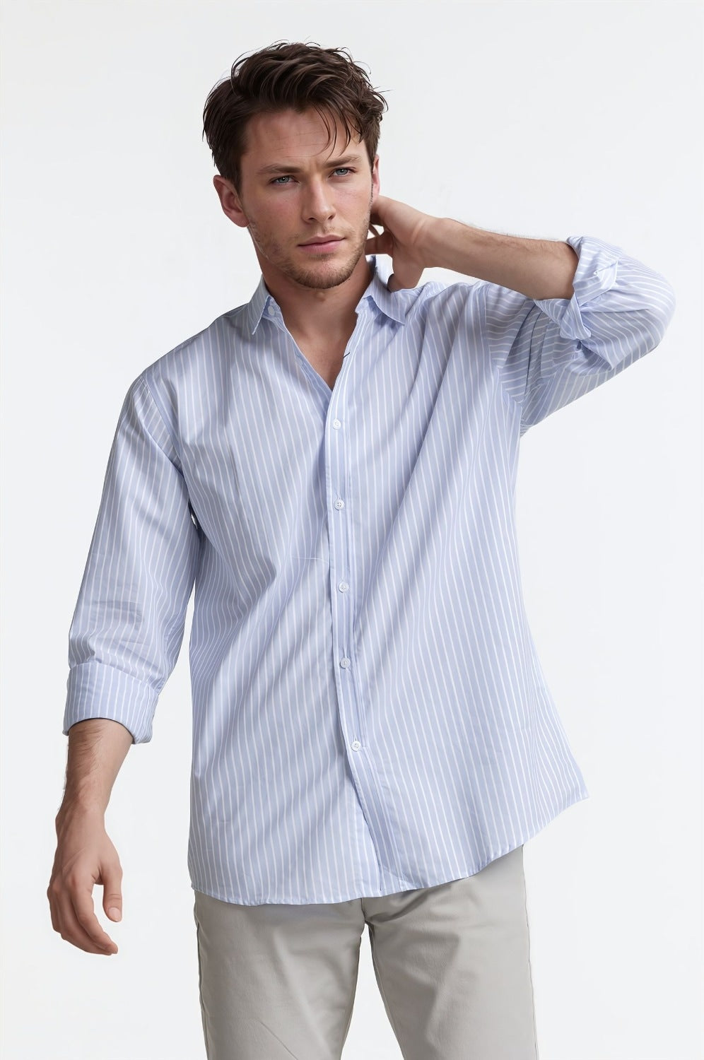 Blue White Striped Casual Shirt MN-CS-SS24-128