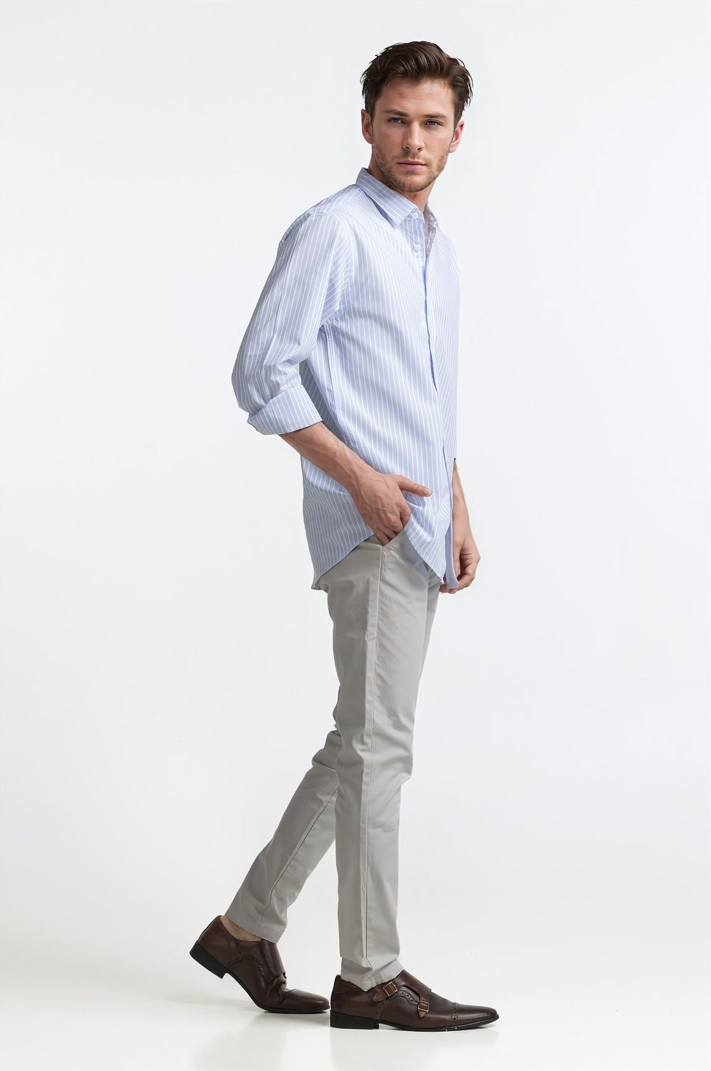 Blue White Striped Casual Shirt MN-CS-SS24-128