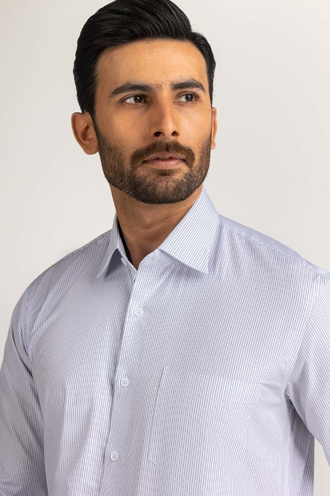 Blue White Stripe Formal Shirt MN-FS-YD24-017