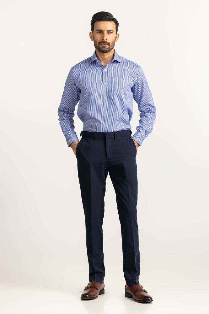 Blue White Stripe Formal Shirt MN-FS-YD24-043