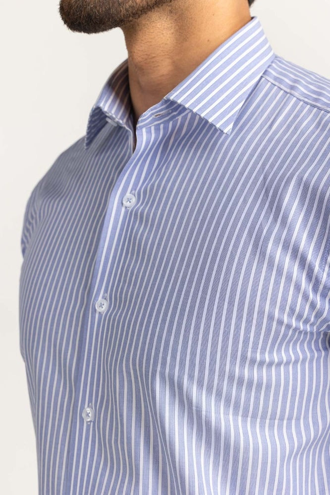 Blue White Stripe Formal Shirt MN-FS-YD24-048