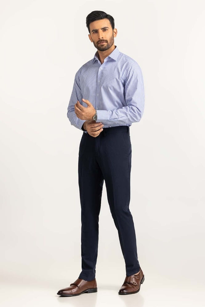 Blue White Stripe Formal Shirt MN-FS-YD24-048