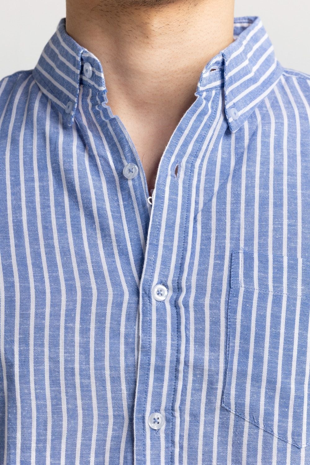 Blue White Striped Linen Casual Shirt MN-CS-SS24-002