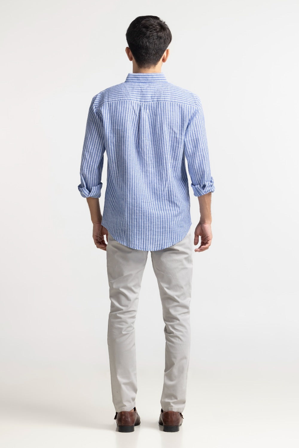 Blue White Striped Linen Casual Shirt MN-CS-SS24-002