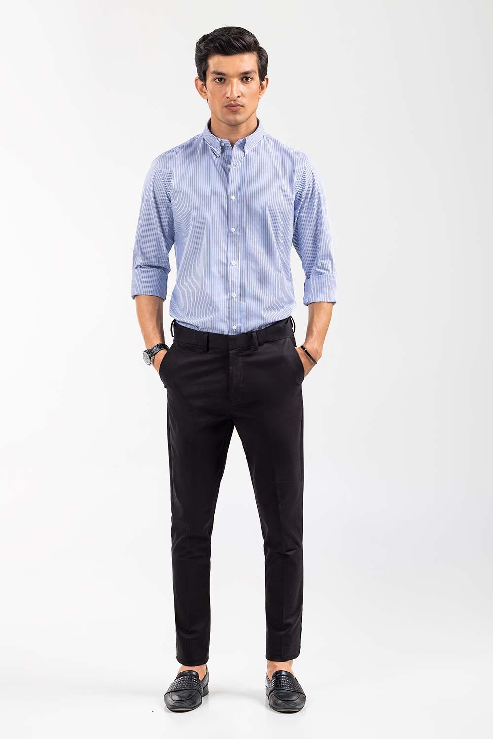 Blue White Striped Smart Casual Shirt CM-YD-2893 SC