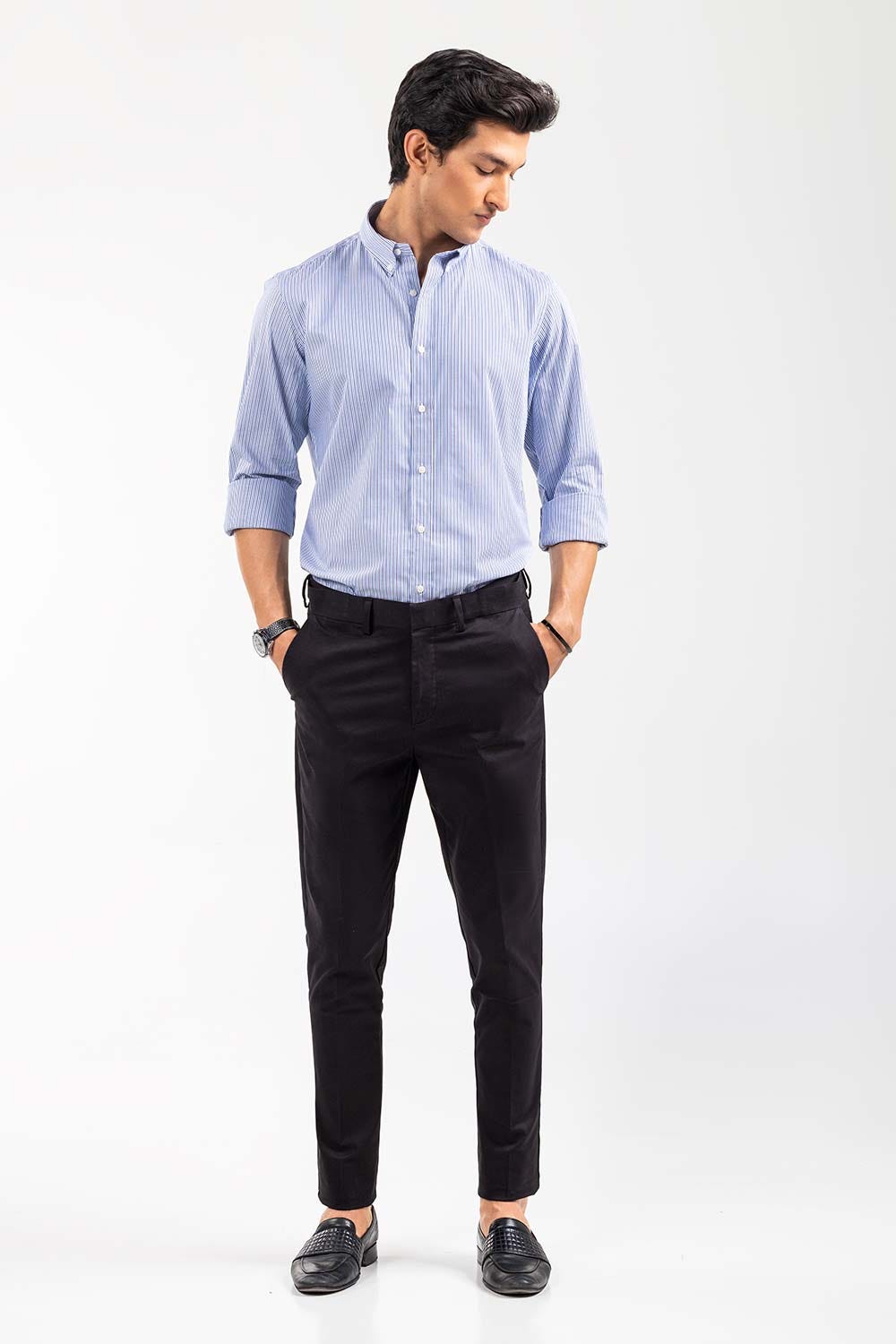 Blue White Striped Smart Casual Shirt CM-YD-2893 SC