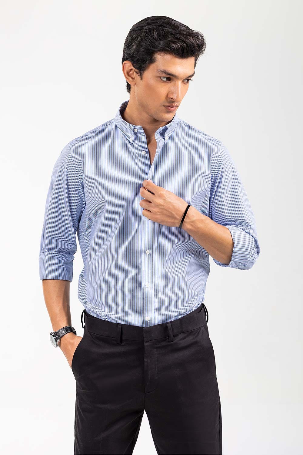 Blue White Striped Smart Casual Shirt CM-YD-2893 SC