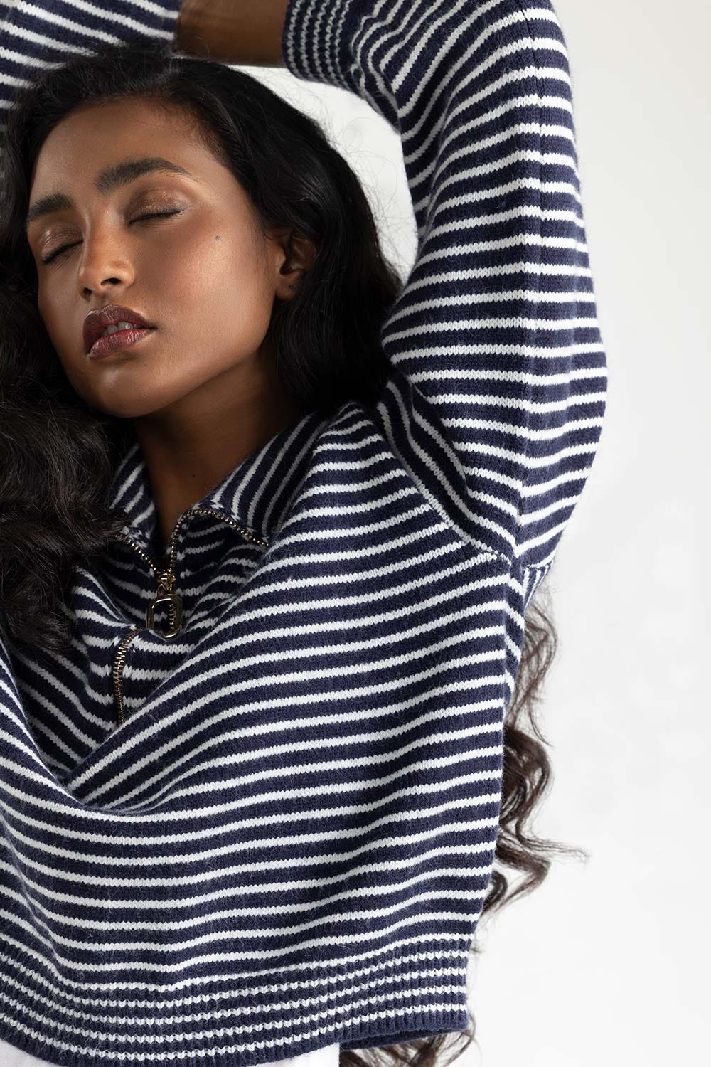 Blue Striped Knit Sweater Y-8065