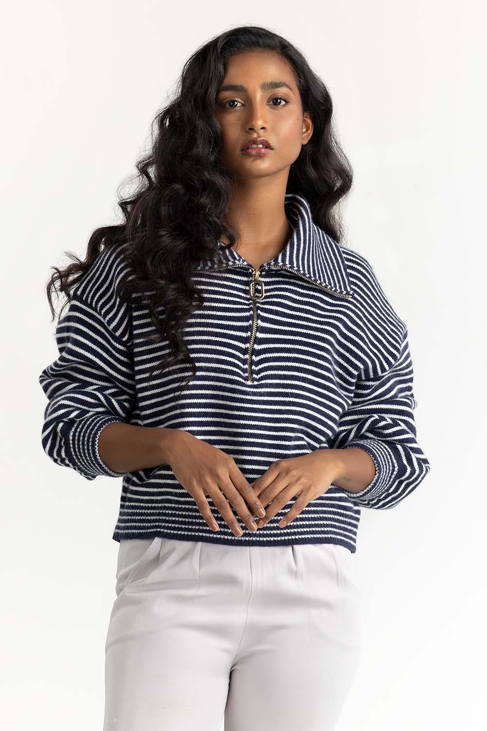 Blue Striped Knit Sweater Y-8065