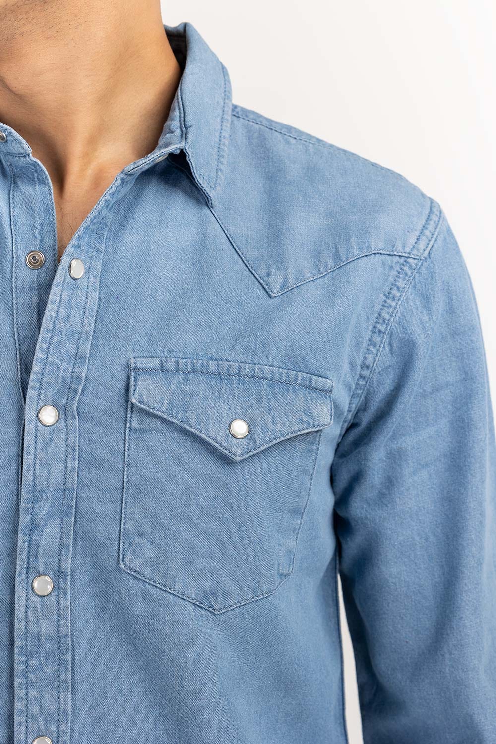 Blue Yarn Dyed Casual Shirt M-DNM-S-017 CS