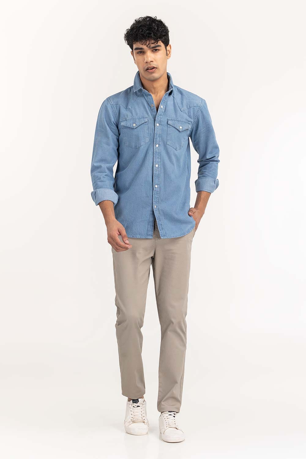 Blue Yarn Dyed Casual Shirt M-DNM-S-017 CS