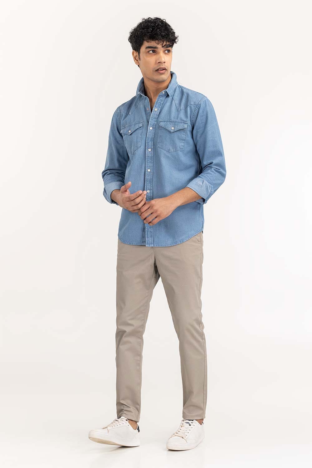 Blue Yarn Dyed Casual Shirt M-DNM-S-017 CS