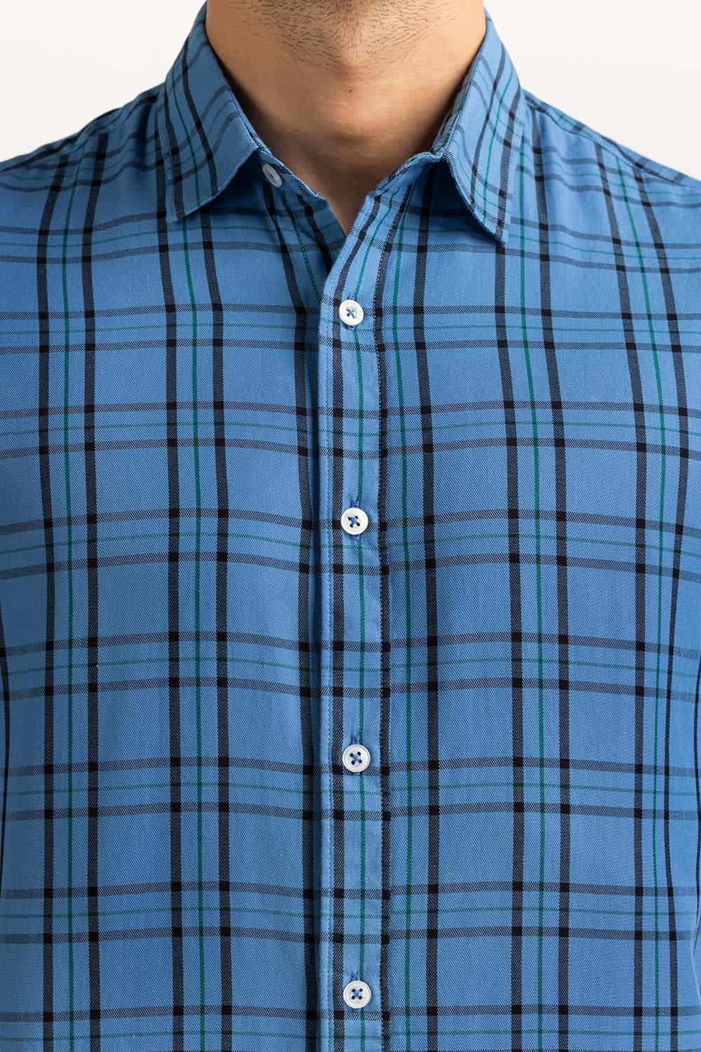 Blue Yarn Dyed Checkered Casual Shirt MN-CS-YD23-017