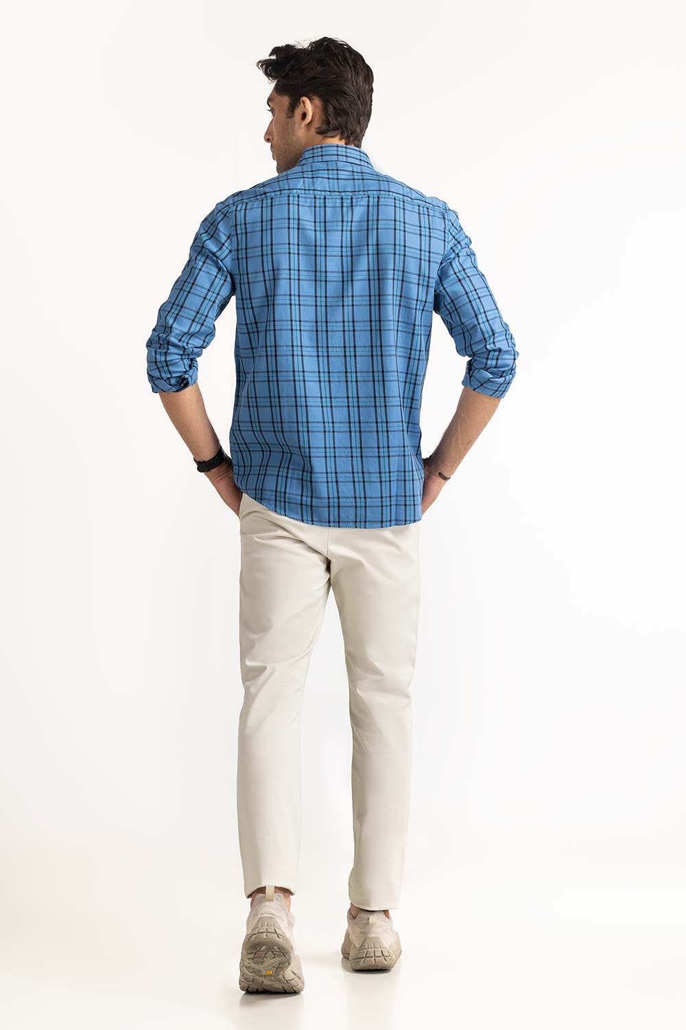 Blue Yarn Dyed Checkered Casual Shirt MN-CS-YD23-017