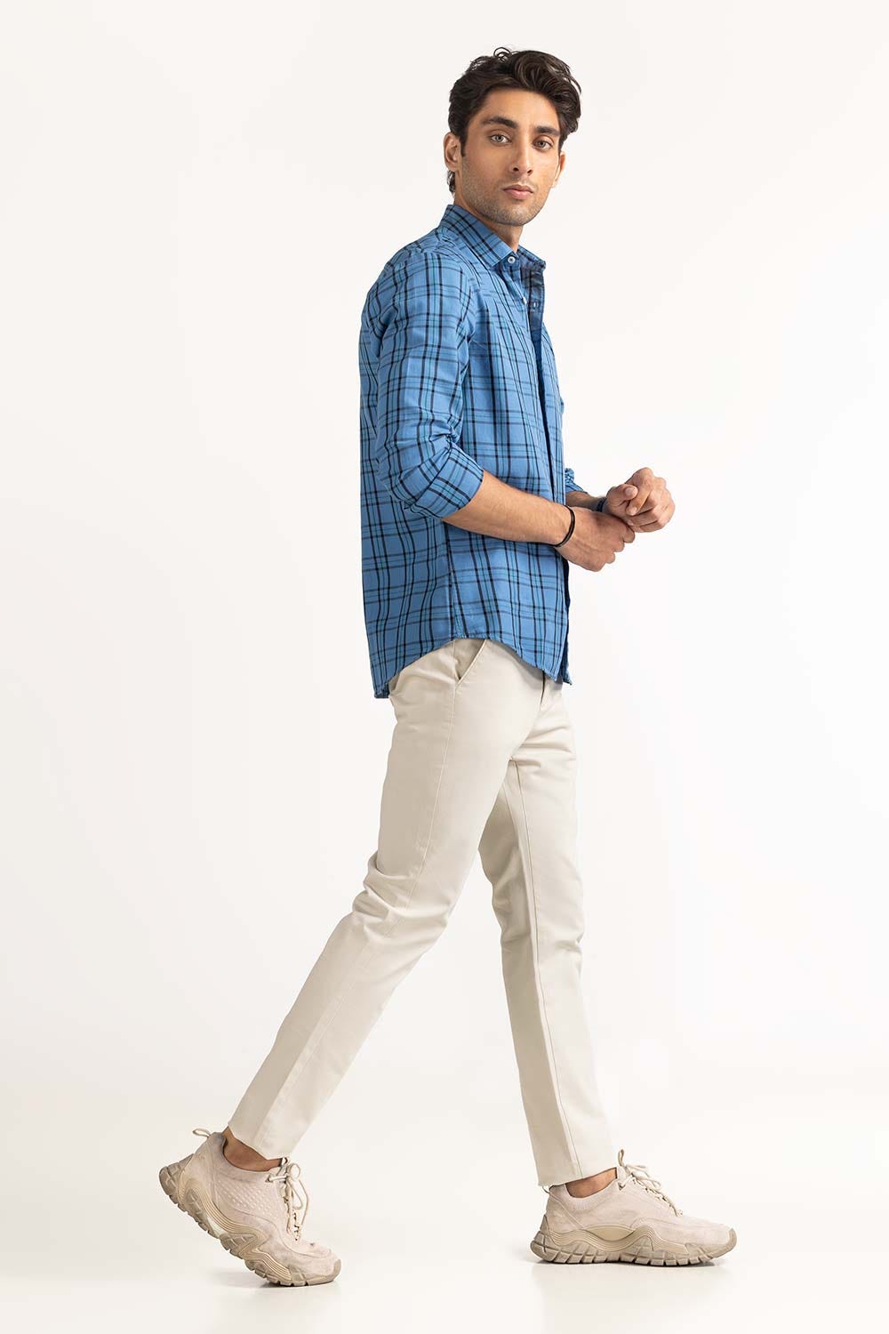 Blue Yarn Dyed Checkered Casual Shirt MN-CS-YD23-017