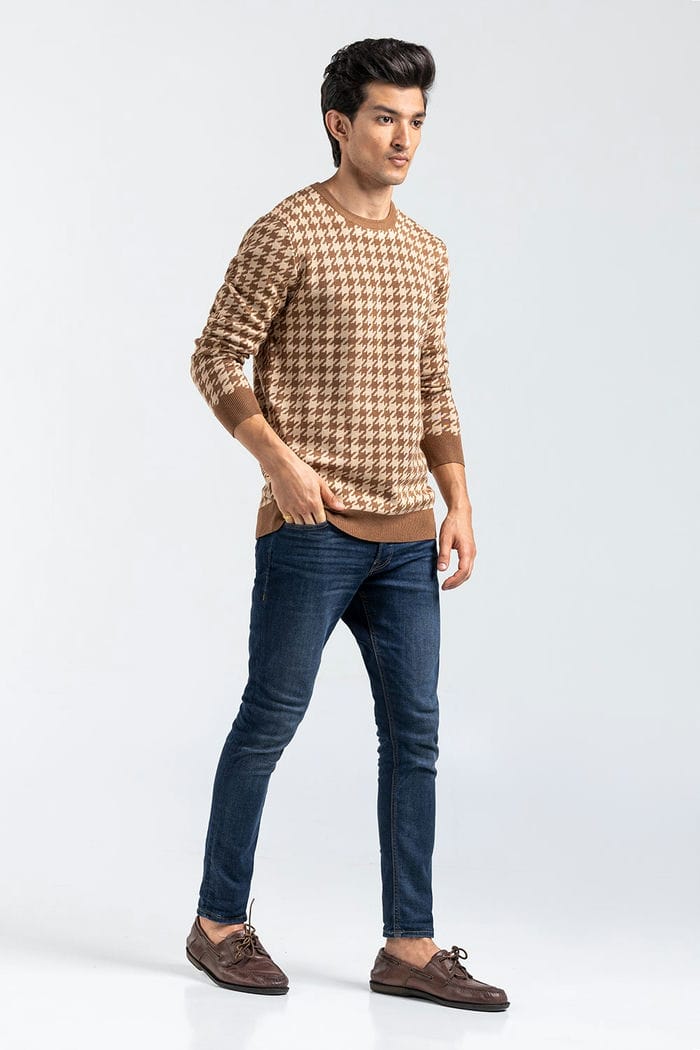 Brown-Beige Fashion Sweater FS-SWT-VPN-FD-412-01