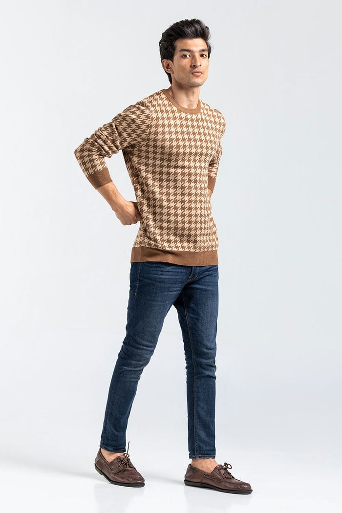 Brown-Beige Fashion Sweater FS-SWT-VPN-FD-412-01