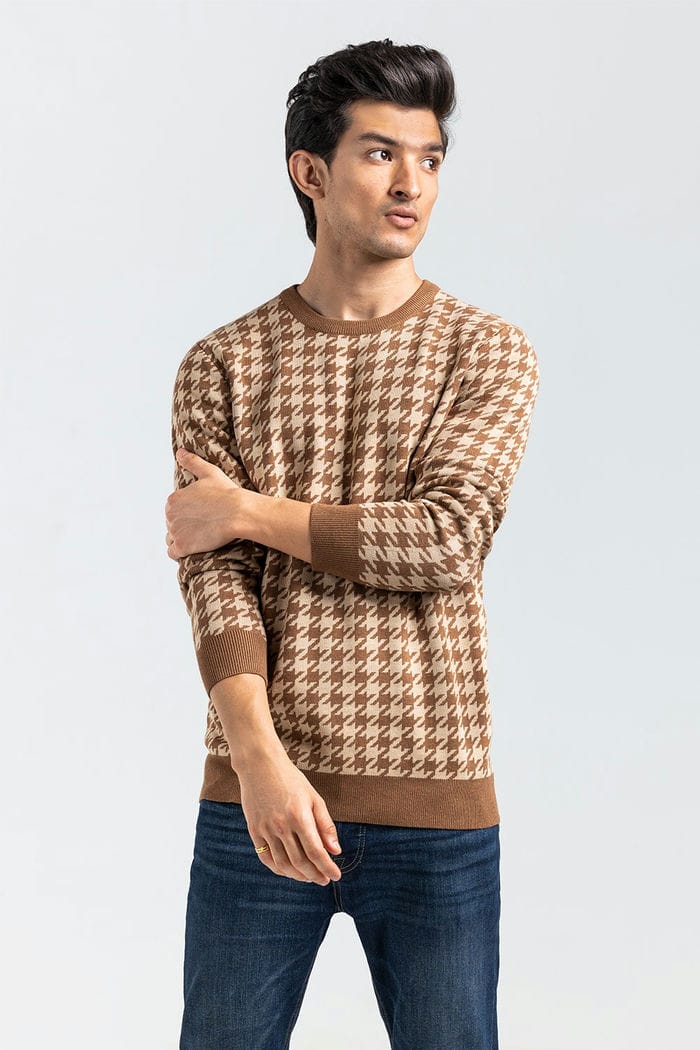 Brown-Beige Fashion Sweater FS-SWT-VPN-FD-412-01