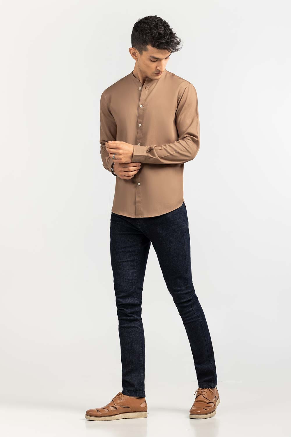 Brown Basic Casual Shirt CS-PD22-001