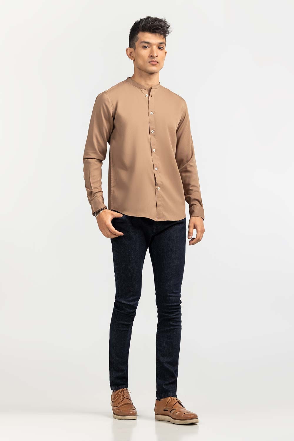 Brown Basic Casual Shirt CS-PD22-001