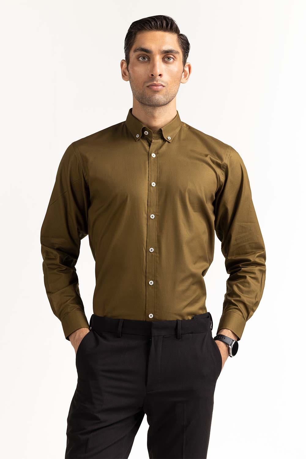 Brown Basic Formal Shirt MN-FS-PD23-006