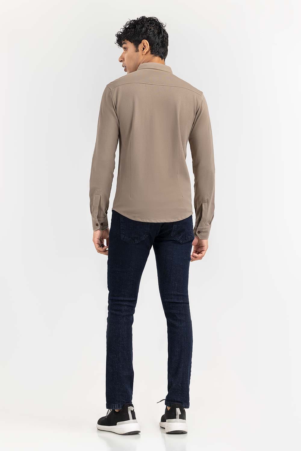 Brown Basic Knitted Casual Shirt FS-CS-KNIT-D22