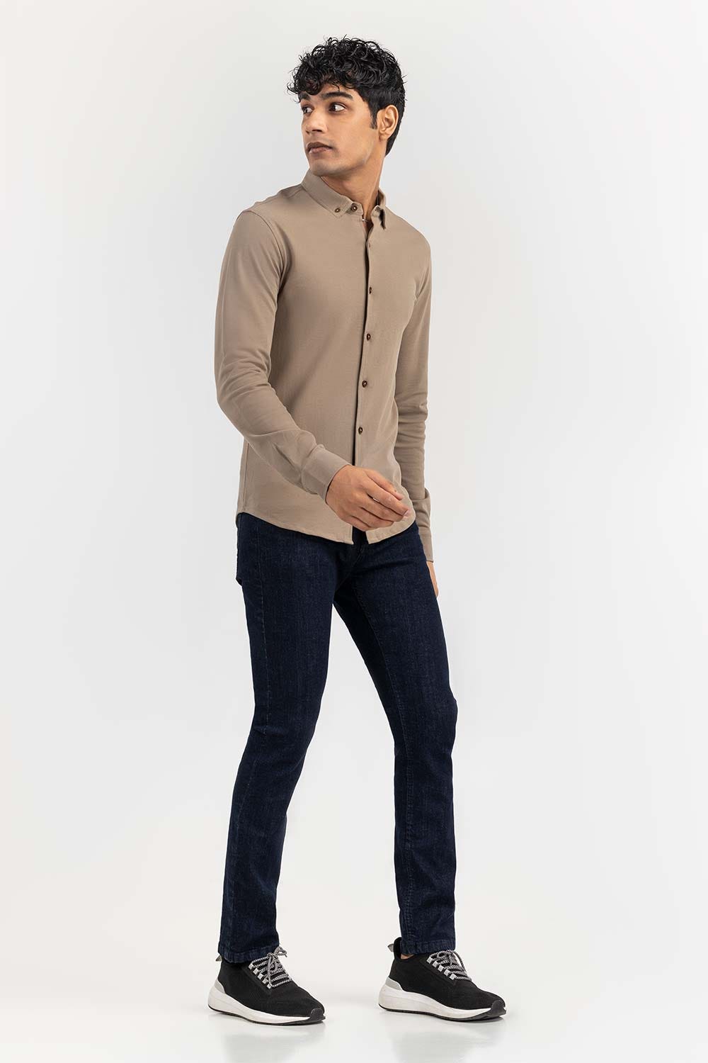 Brown Basic Knitted Casual Shirt FS-CS-KNIT-D22