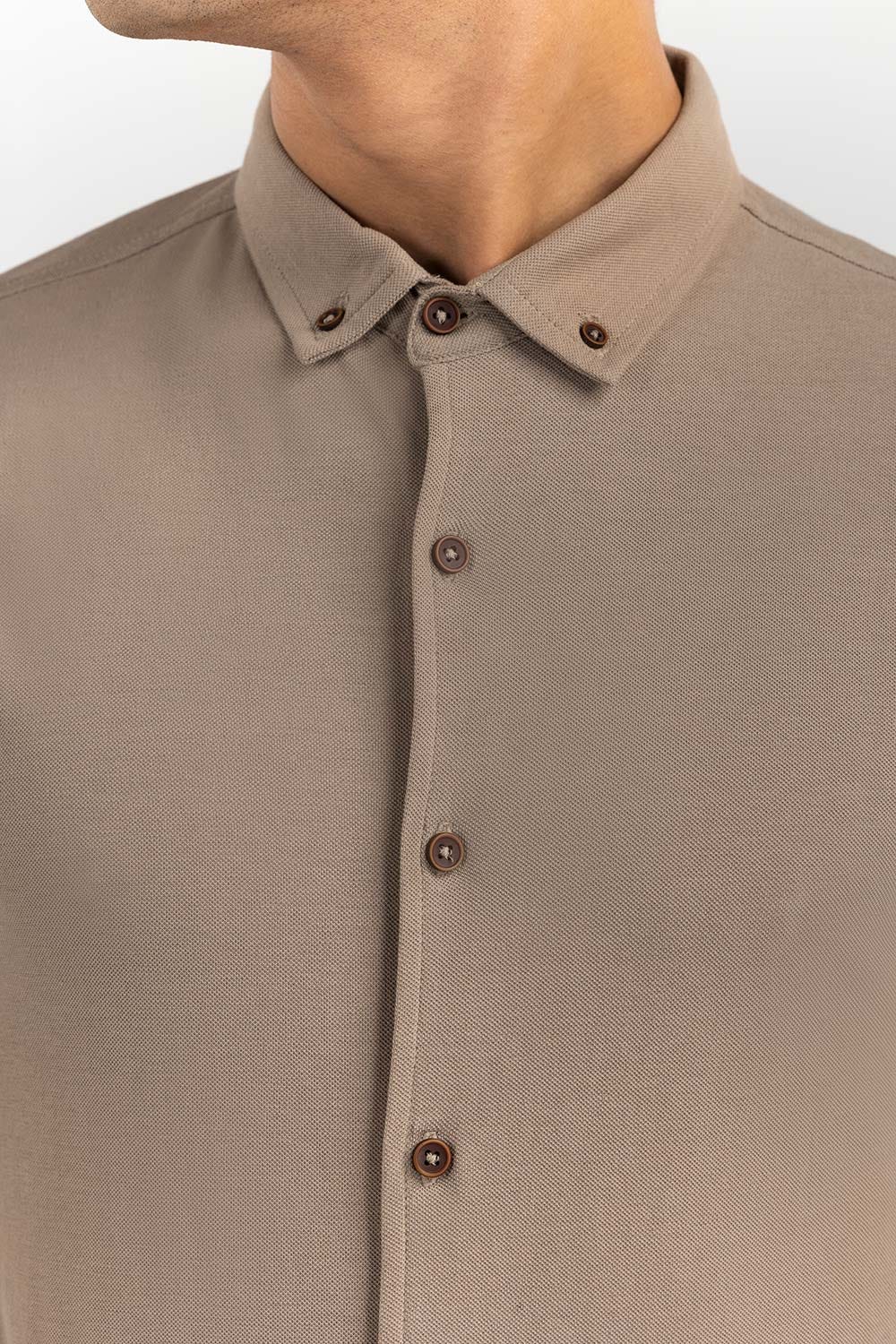 Brown Basic Knitted Casual Shirt FS-CS-KNIT-D22