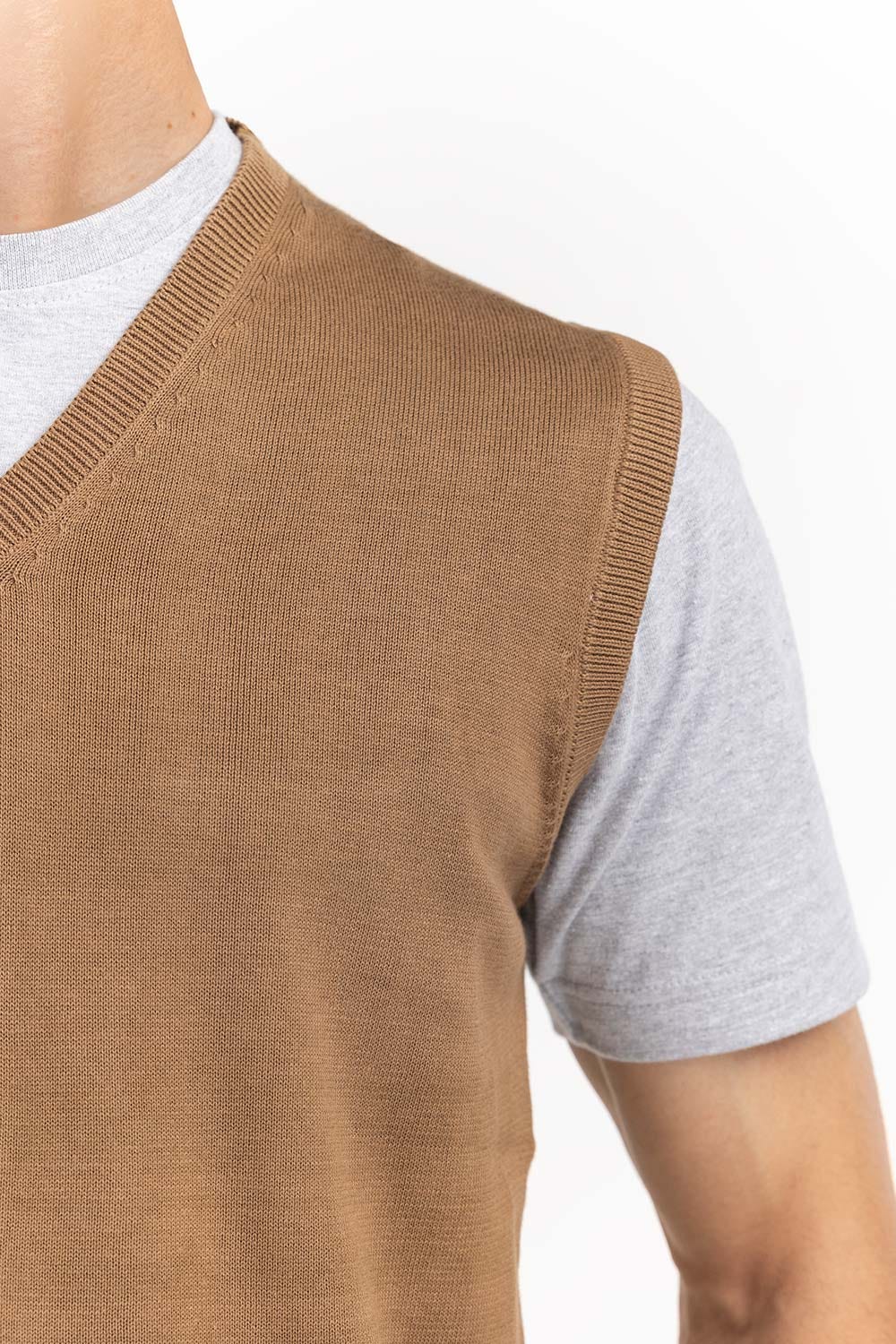 Brown Basic Sleeveless Sweater SWT-BSLVN-22-005